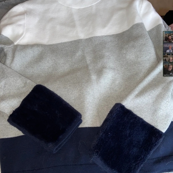 Crown and Ivy Stripped Crew Mock Turtleneck Sweater - Picture 2 of 2